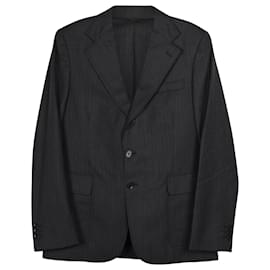 Ralph Lauren-Ralph Lauren Striped Long Sleeve Blazer in Grey Wool -Grey