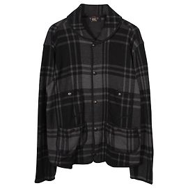 Ralph Lauren RRL Karierte Jacquard-Strickjacke aus grauer Baumwolle Grau