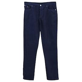 Brunello Cucinelli-Brunello Cucinelli Pantalones tradicionales de pana en algodón azul marino-Azul marino