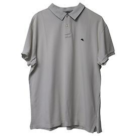 Camisa Polo Etro Jersey com Greca Decorativa em Algodão Branco Branco