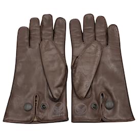 Ralph Lauren-Ralph Lauren Full Finger Gloves in Brown Leather -Brown