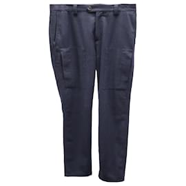 Brunello Cucinelli-Calça cargo de flanela Brunello Cucinelli em lã azul marinho-Azul marinho