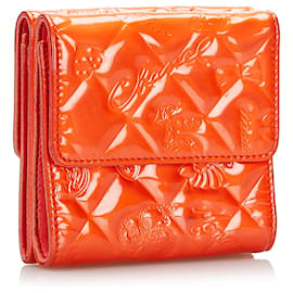 Chanel-Chanel Orange Patent Embossed Charms Small Wallet-Orange