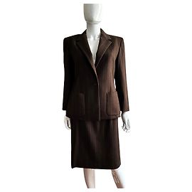 Max Mara terno de saia de lã marrom Marrom
