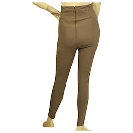 Elisabetta Franchi-Elisabetta Franchi Beige Brown Studded high waisteded Leggings Trousers Pants sz 40-Brown