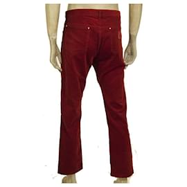 Louis Vuitton-Louis Vuitton vermelho veludo cotelê masculino calças casuais tamanho 46-Bordeaux