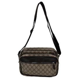 Gucci-Brown Coated Canvas Gucci Messenger Bag-Brown