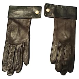 Chanel-CHANEL - Leather gloves-Dark brown