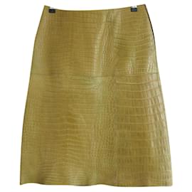 Prada-Prada Alligator Skirt Fall 2003 Vintage-Green
