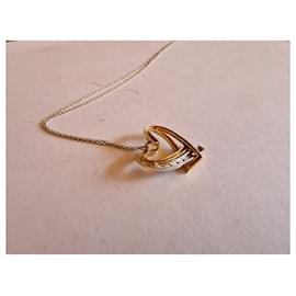 Guy Laroche-corazón de oro 750/000 y diamantes-Plata,Dorado