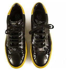Philipp Plein Baskets en cuir verni noir pour hommes8, US 9, UE 43 Noir