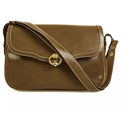 Gucci-Gucci Vintage Brown Leather 2 way to carry Shoulder Flap Bag single handle.-Brown