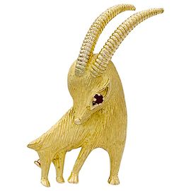 inconnue Brosche "Steinbock" in Gelbgold. Andere