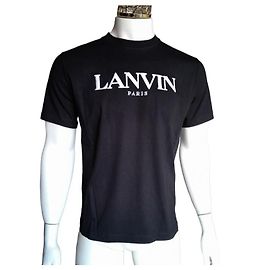 Camiseta Lanvin bordada de algodão preto Preto
