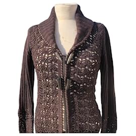 Karen Millen-100% Wool Crochet Jacket by Karen Millen-Dark brown