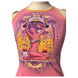 Dolce & Gabbana-Camiseta D & G Rare Edition con diamantes Swarovski-Rosa,Púrpura,Amarillo