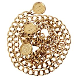 Chanel-Ceinture Chanel chaine dorée médaillon-Doré