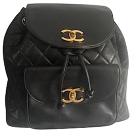 Chanel Black Leather Backpack Black