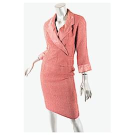 Chanel-CHANEL CORAL DUSTY ROSE RAYON BLEND CROP WRAP SUIT-Pink,Coral