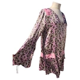 Autre Marque-Kleid aus Seide von Custo-Pink,Hellbraun