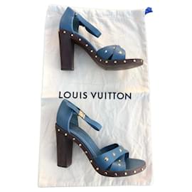 Louis Vuitton-Zapatos de tacón azules hechos en cuero Suhali por LV-Azul