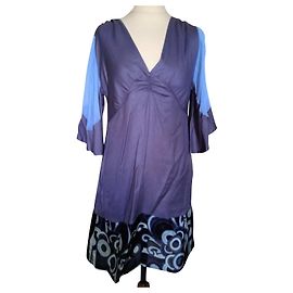 ANTIK BATIK ROBE DRESS MANCHES PAPILLON  TM OU 40/42 Prune