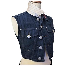 Jean Paul Gaultier GAULTIER WESTE JACKE XII MINI VOLUME REVERSE SATIN T 36 Blau