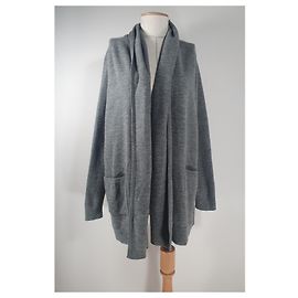 Ralph Lauren Strickjacke Grau Wolle Größe L Grau