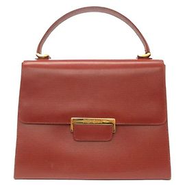 Yves Saint Laurent Vintage Leather Brown Gold Hardware Sac à main Marron Marron Bijouterie dorée