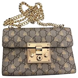 Gucci-Sac Gucci Padlock GG Suprême Abeille-Beige