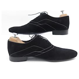 Louis Vuitton-louis vuitton shoes 09.5 43.5 ORANGE SUEDE calf leather VELVET BLACK SHOES-Black