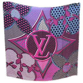 Louis Vuitton-ECHARPE LOUIS VUITTON M70794 CHALE MONOGRAM EN SOIE ET LAINE ROSE SHAWL-Rose