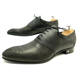 SCARPE LOUIS VUITTON GOLDEN GATE 9.5 43.5 PELLE GRIGIO ARDESIA ARANCIONE Grigio