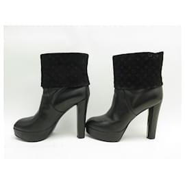 Louis Vuitton-LOUIS VUITTON ART DECO SHOES 36.5 BOOTS WITH HEELS MONOGRAM BOOTS-Black