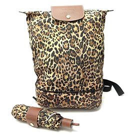 NEW BACKPACK HAND FOLDING LONGCHAMP X D'HEYGERE LEOPARD UMBRELLA HANDBAG Other
