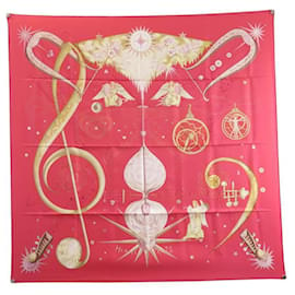 Hermès-NEW HERMES QUINTESSENCE SCARF BY ZOE PAUWELS IN RED SILK SCARF-Red