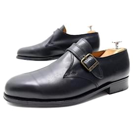 JM Weston-JM WESTON MOCCASIN SHOES WITH FLORA BUCKLE 531 7.5E 42 BLACK LEATHER LOAFERS-Black
