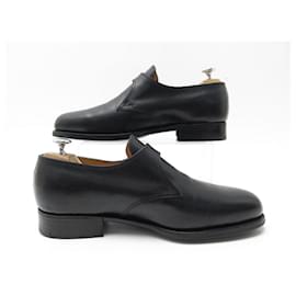 JM Weston-JM WESTON MOCCASIN SHOES WITH FLORA BUCKLE 531 7.5E 42 BLACK LEATHER LOAFERS-Black