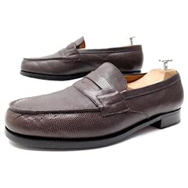 JM Weston-JM WESTON SHOES 180 Church´s Loafers 7.5E 42 LIZARD LEATHER LOAFERS SHOES-Brown