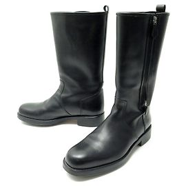 Hermès HERMES SHOES LODGE BOOTS 40.5 IT 41.5 FR IN BLACK LEATHER LEATHER BOOTS Black