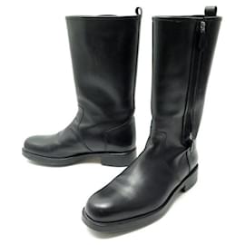 Hermès-HERMES SHOES LODGE BOOTS 40.5 IT 41.5 FR IN BLACK LEATHER LEATHER BOOTS-Black