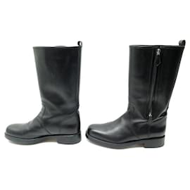 Hermès-HERMES SHOES LODGE BOOTS 40.5 IT 41.5 FR IN BLACK LEATHER LEATHER BOOTS-Black