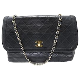 Chanel-VINTAGE CHANEL CLASSIC TIMELESS HANDBAG BLACK QUILTED LEATHER HAND BAG-Black