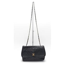 Chanel-VINTAGE CHANEL CLASSIC TIMELESS HANDBAG BLACK QUILTED LEATHER HAND BAG-Black