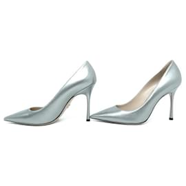 Dior-NEW DIOR SHOES D-STILETTO PUMPS 40 LEATHER SILVER SHOES-Silvery