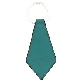 Hermès PORTE CLE HERMES TAB KEY RING LEATHER GOAT MYSORE TURQUOISE KEY RING HOLDER Turquoise