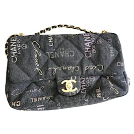 Chanel-Bolsa jeans-Preto