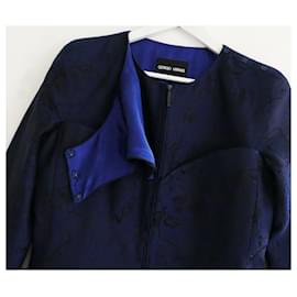 Giorgio Armani-Chaqueta tipo corsé con brocado de seda de Giorgio Armani-Negro,Azul marino
