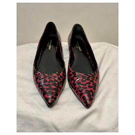 Saint Laurent-Paris flats with heart pattern in red and black-Black,Red