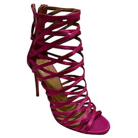 Aquazzura-Elophe pink cage or gladiator sandals-Pink